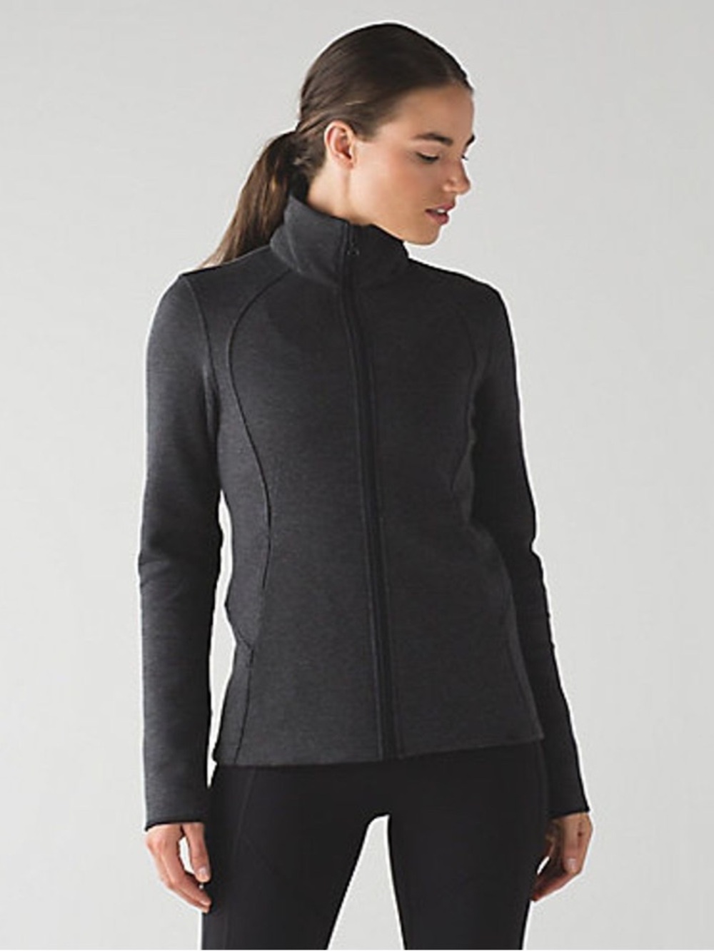 Lululemon Insculpt Jacket Heathered Black / Black Zip Up 10